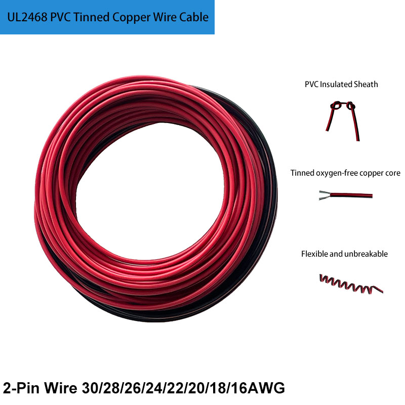 Wire 22 Gauge Copper - UL2468 PVC 2-Pin Wire Tinned Copper