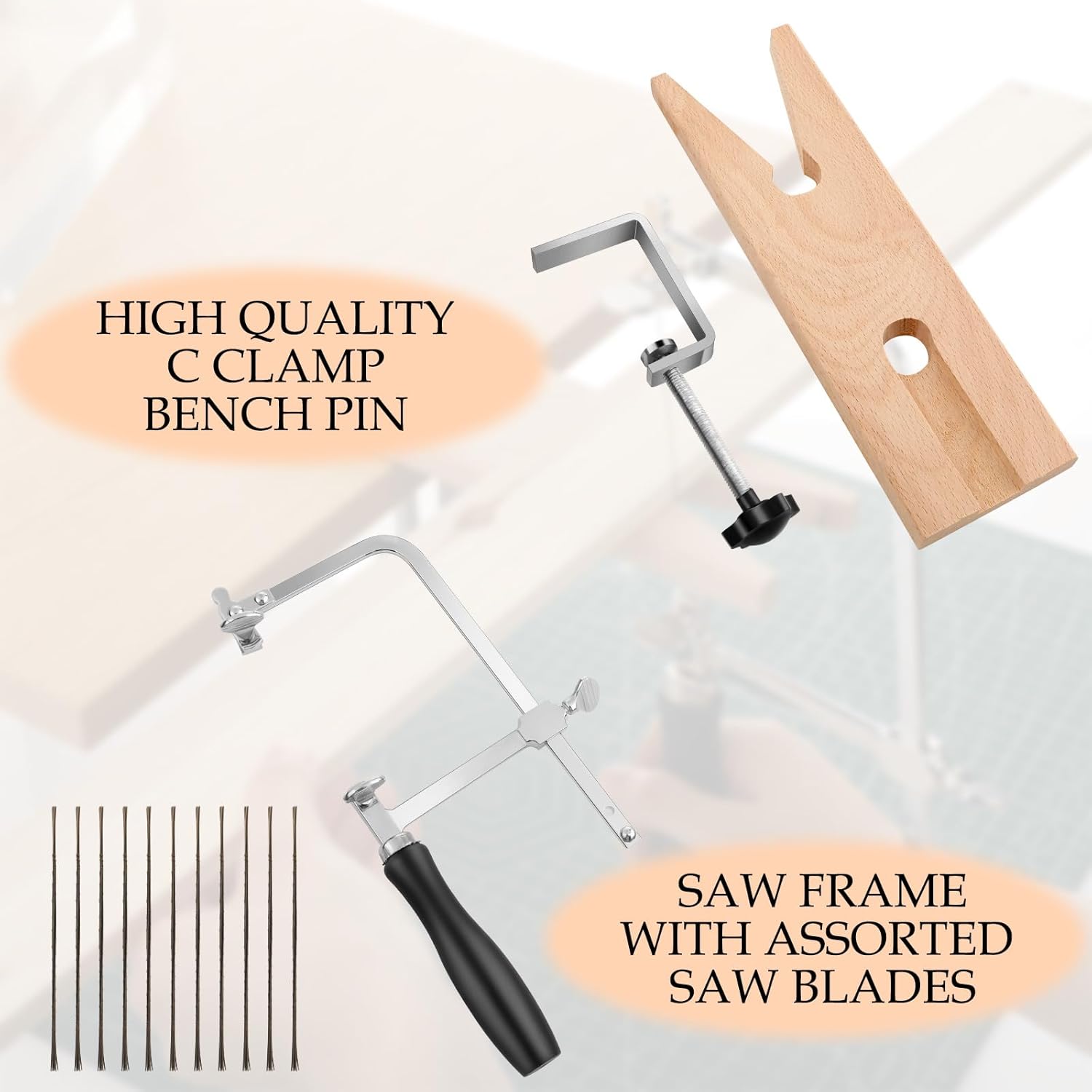 Jewelry Making Desk - 3-in-1 Adjustable Jeweler's Saw Set with