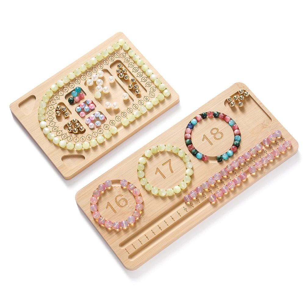 Jewelry Making Desk - Wooden Flocked Beading Tray DIY Bracelet