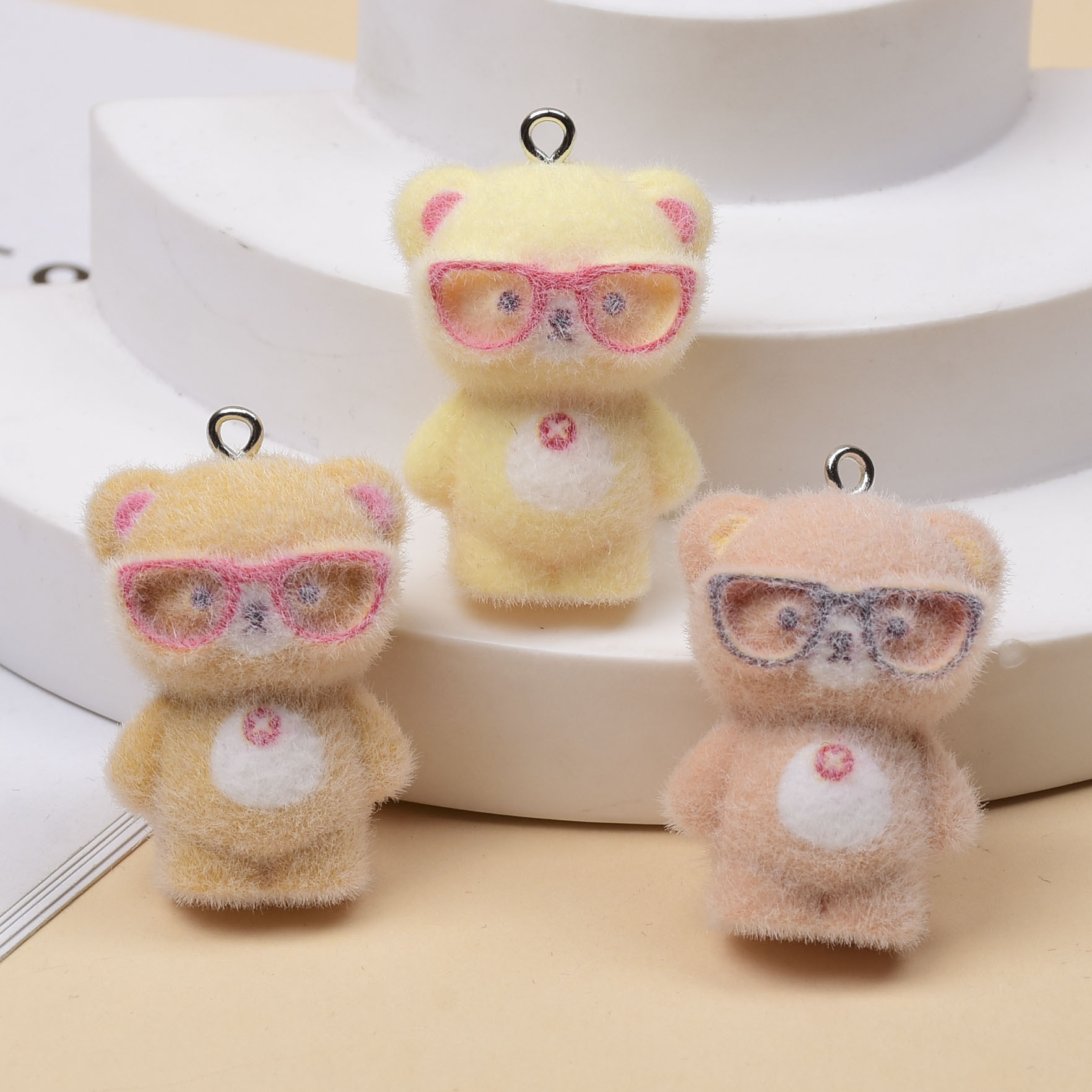 Jewelry Making Glasses - 3pcs 3D Flocking Glasses Little Bear