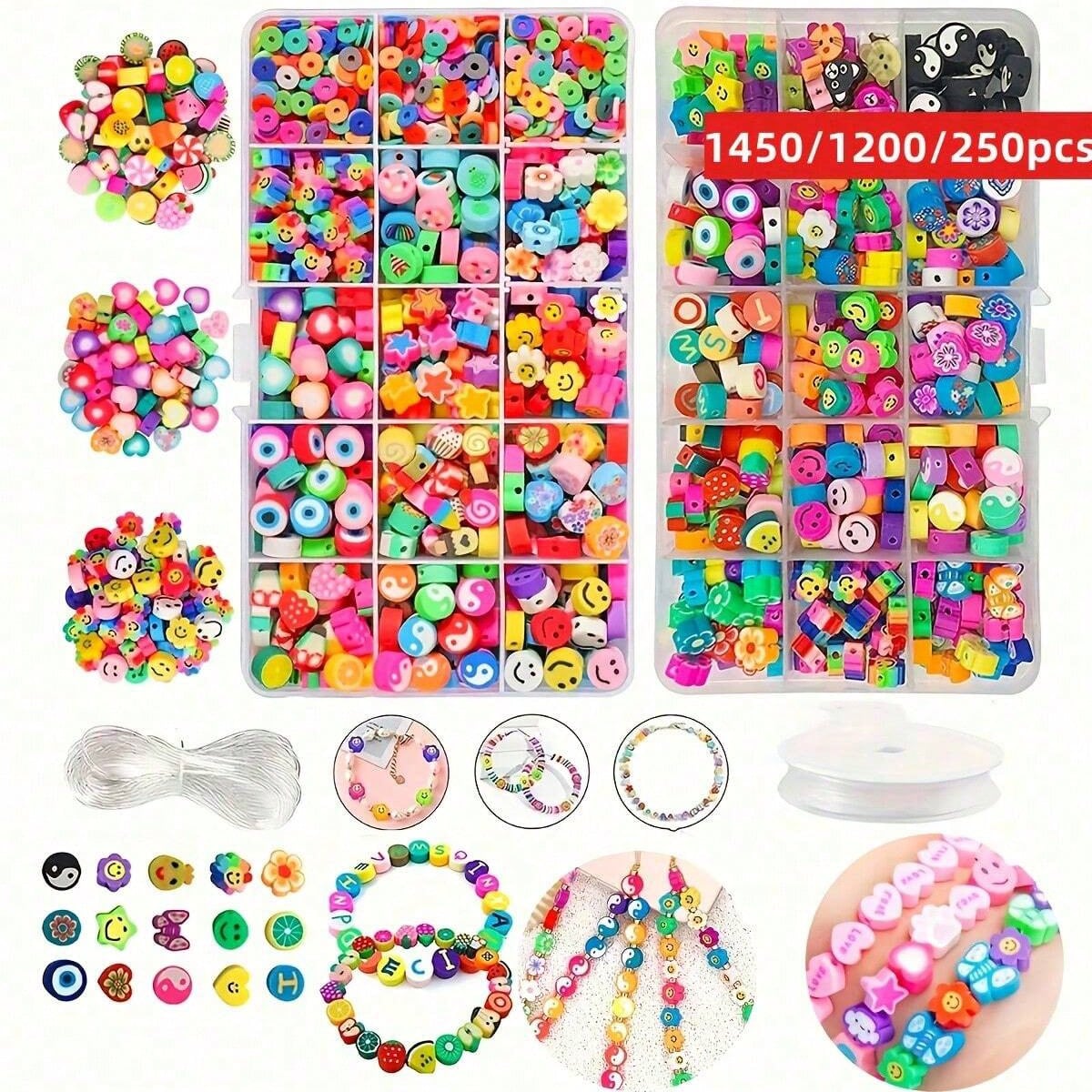 Bead Organizer Tray - 1450/1200/250pcs Polymer Clay Beads Set, Box,