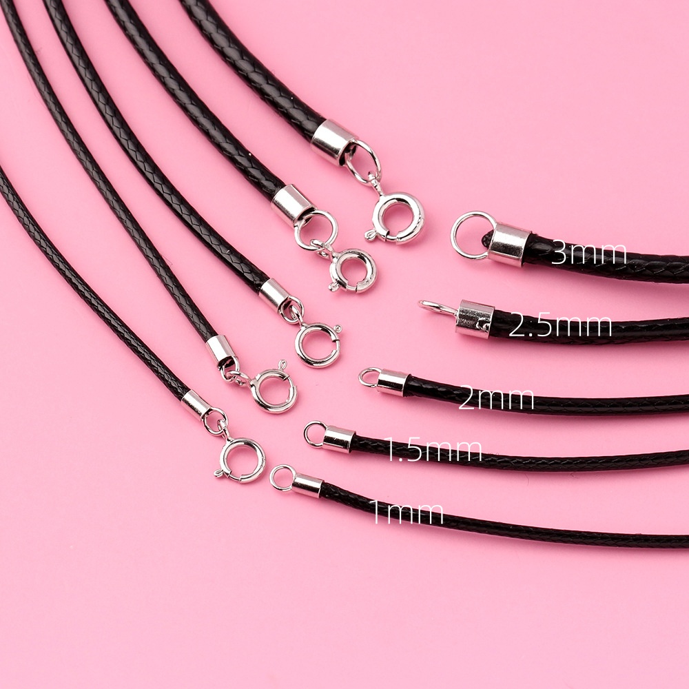 Jewelry Making In La - 925 Silver Black Braided Leather Necklace