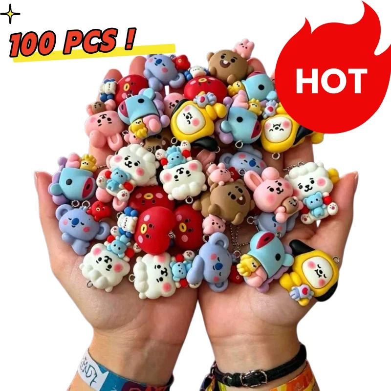 Jewelry Making Pendants - 7pcs BT21 Resin Cartoon Charm DIY