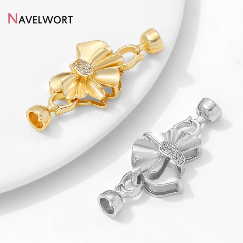Jewelry Making Items - 14K Gold Plated Brass Inlaid Zircon