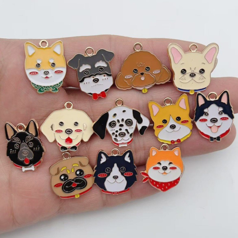 Jewelry Making Pendants - 12pcs cartoon pet spotted dog alloy