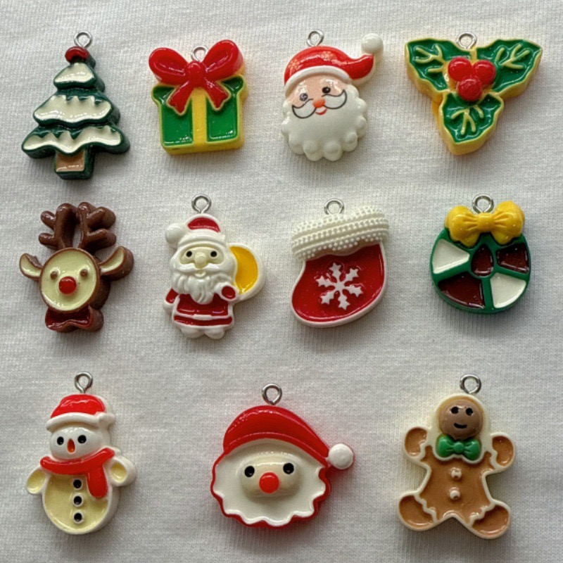 Jewelry Making Pendants - 10pcs Christmas Cartoon Series Resin Pendant