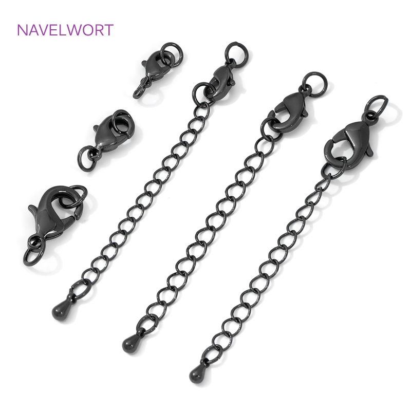 Jewelry Making Chain - Black Color Brass Lobster Clasp&Extender Chain,Clasp
