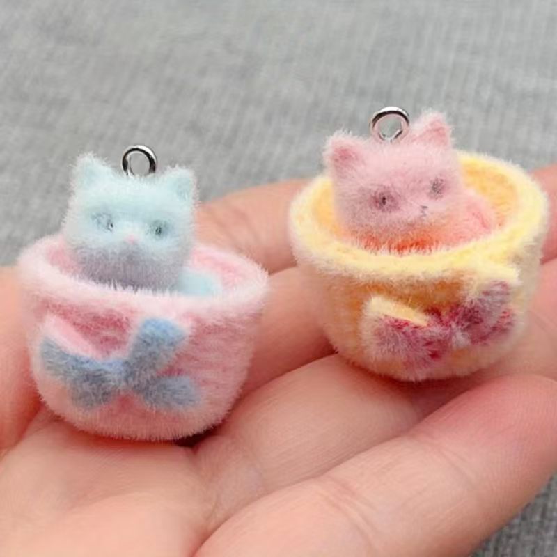 4pcs 3D plush resin cat pendan - Jewelry Making Pendants review and price