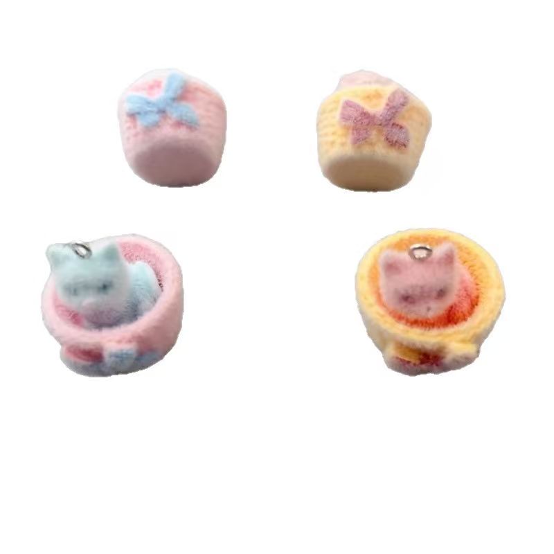 4pcs 3D plush resin cat pendan - Jewelry Making Pendants review and price