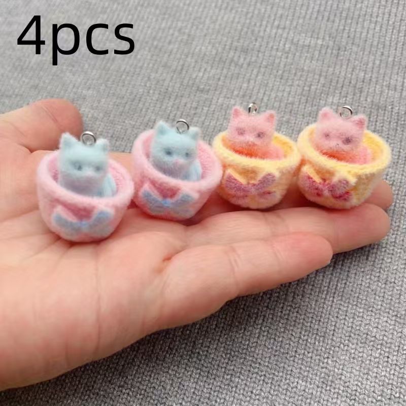 4pcs 3D plush resin cat pendan - Jewelry Making Pendants review and price