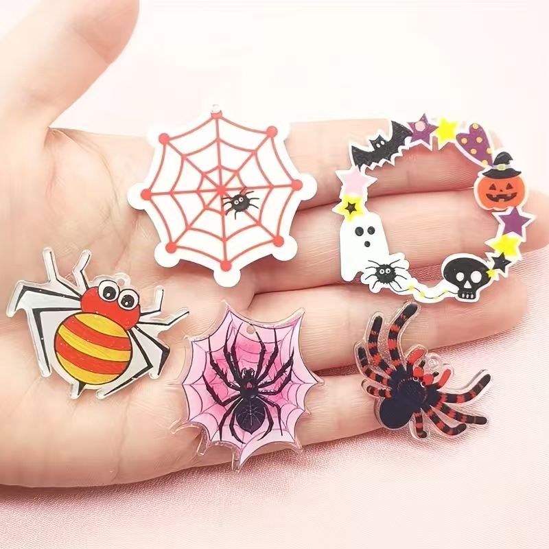 10pcs acrylic Halloween spider - Jewelry Making Pendants review and price