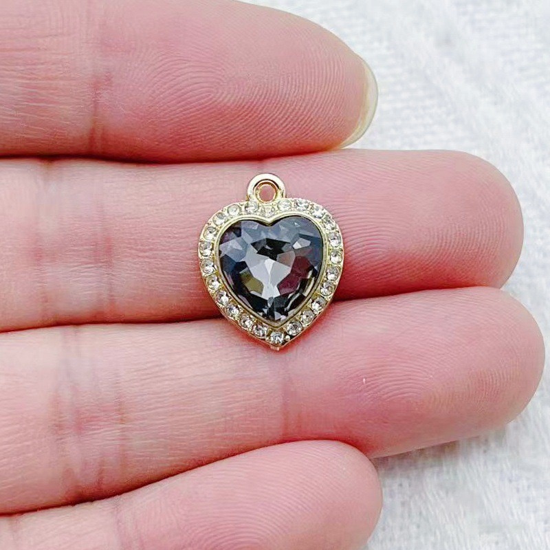 10pcs heart-shaped inlaid colo - Jewelry Making Pendants review and price