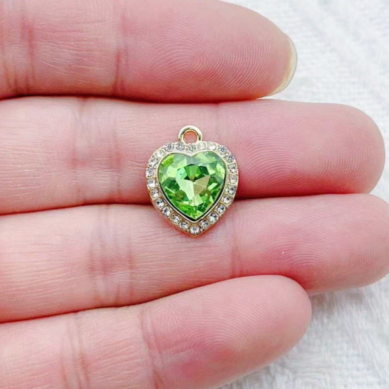 10pcs heart-shaped inlaid colo - Jewelry Making Pendants review and price