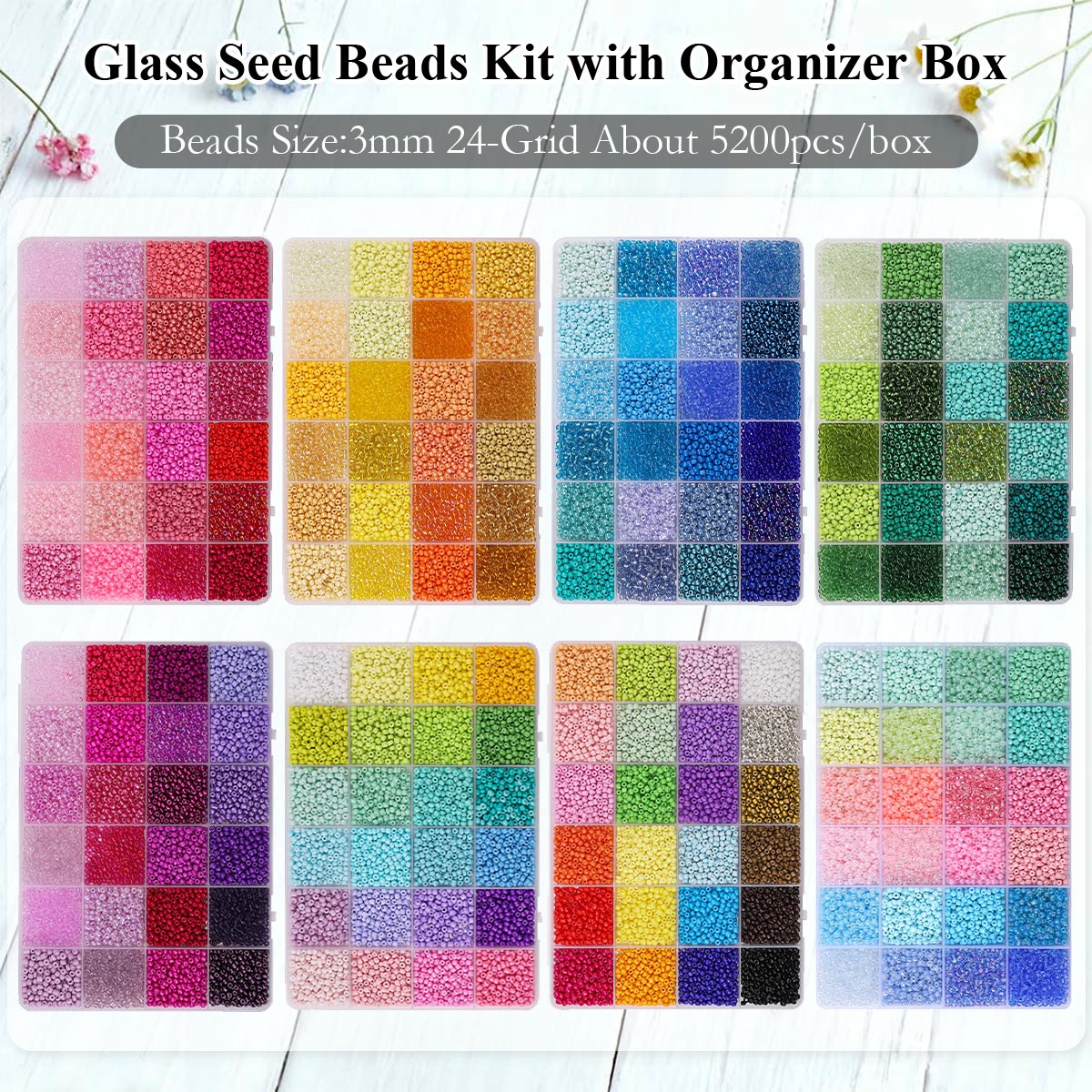 5200pcs 3mm Glass Seed Beads K - Bead Organizer Tray review and price