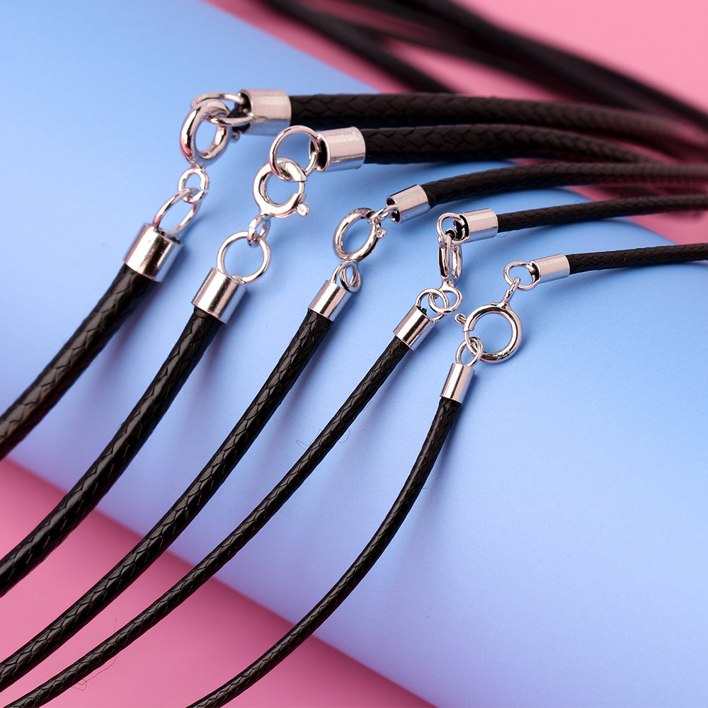 925 Silver Black Braided Leath - Jewelry Making In La review and price