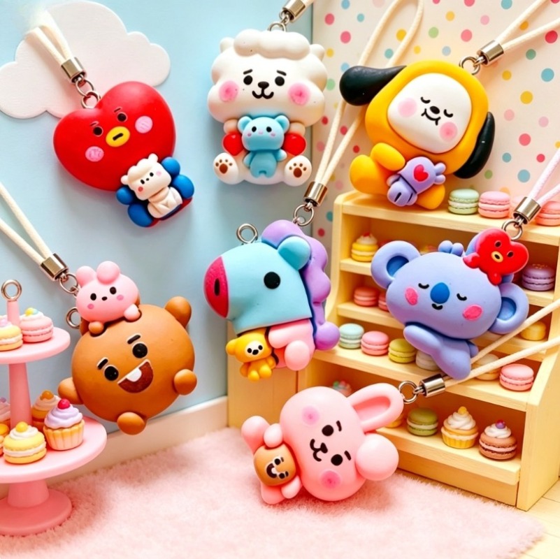 7pcs BT21 Resin Cartoon Charm  - Jewelry Making Pendants review and price