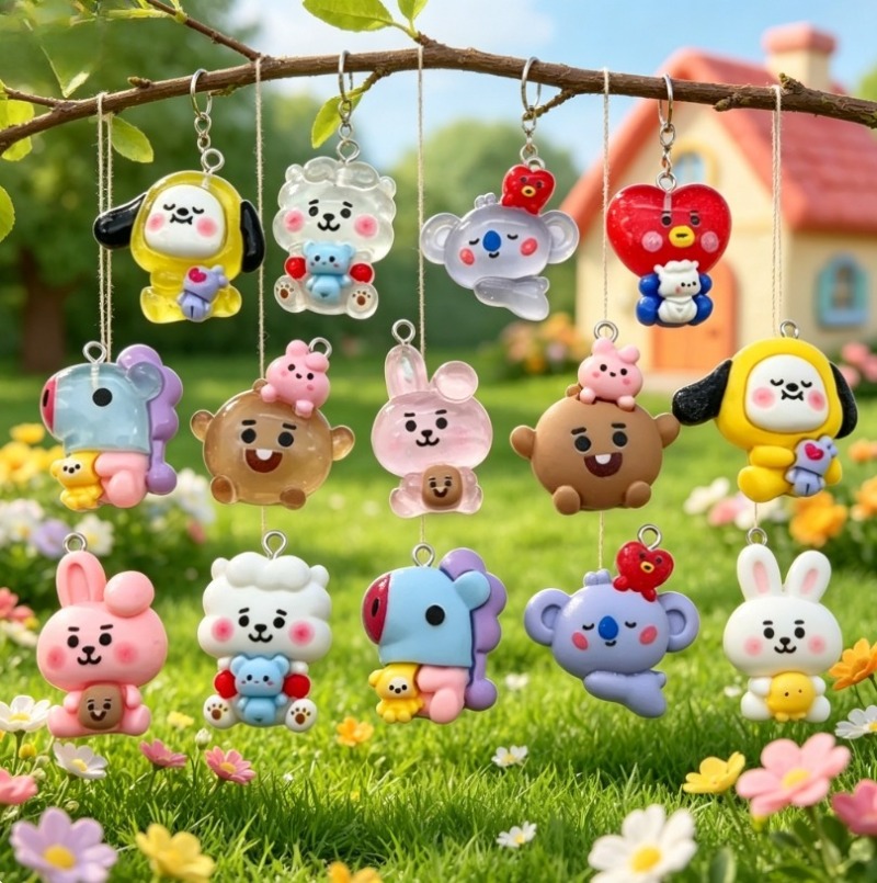 7pcs BT21 Resin Cartoon Charm  - Jewelry Making Pendants review and price