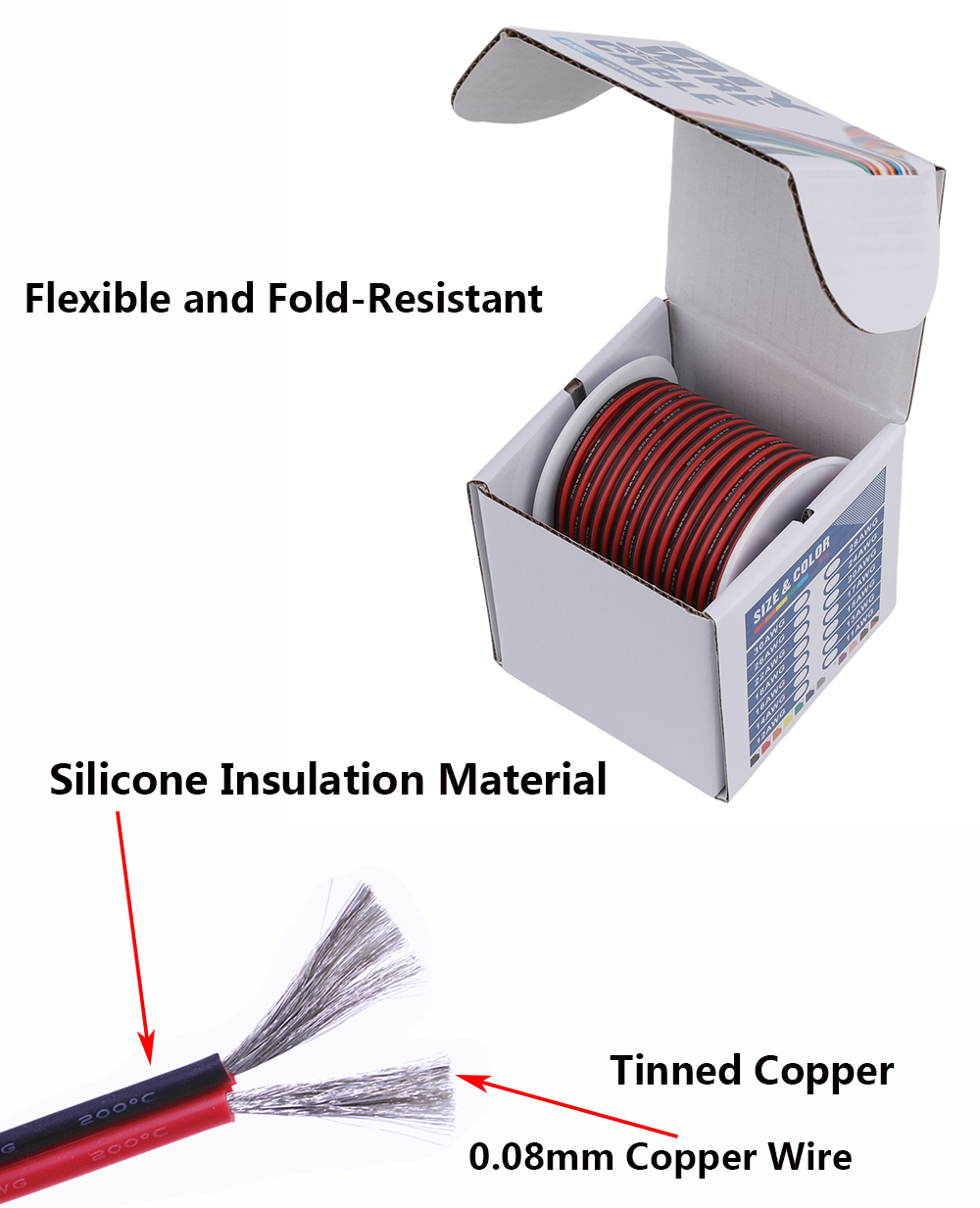2 Pin Black Red Silicone Cable - Wire 22 Gauge Copper review and price